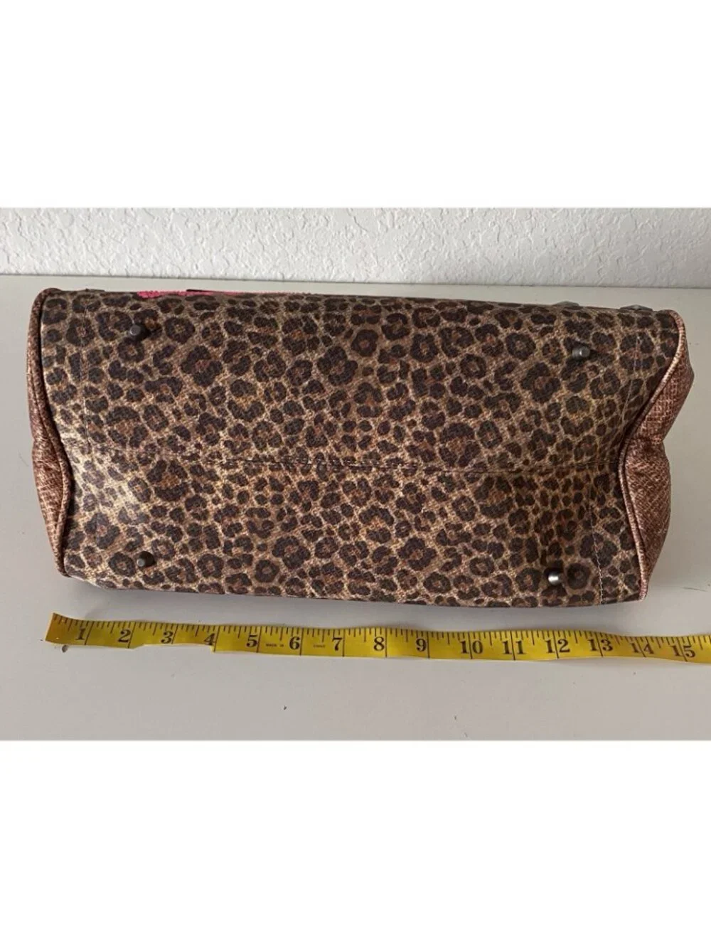 Von Dutch Leopard Print Bree Satchel Bag Animal Print Chic Orange W/Lock Charm